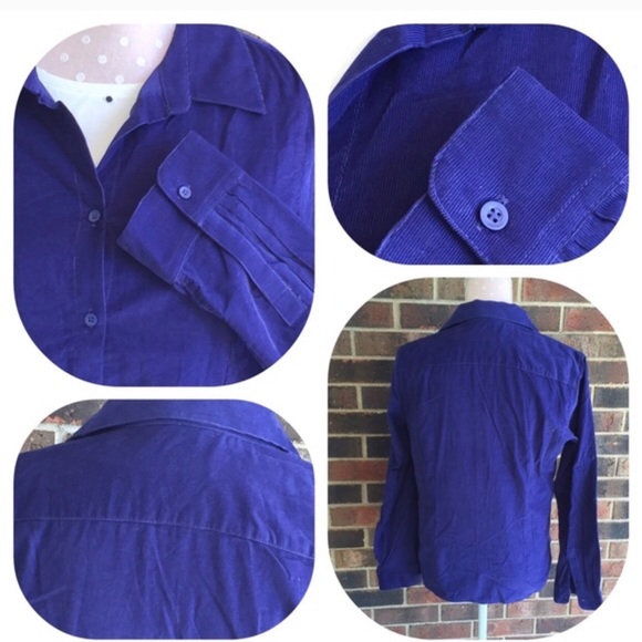 Talbots Blue Thin Corduroy Button Down Top S - Picture 3 of 4